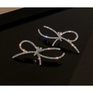 Rhinestone Bow Stud Earrings